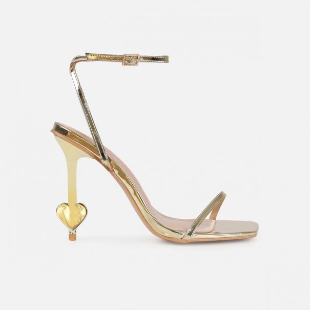 Aiko Gold Mirror Stiletto Heart Heels | SIMMI London