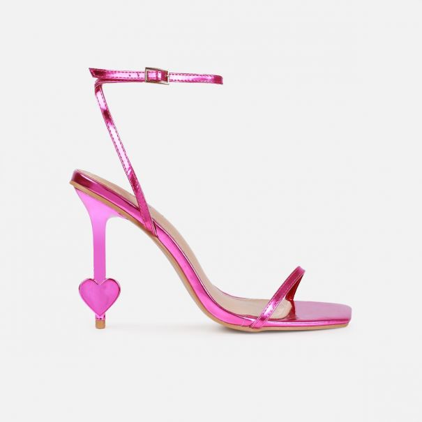 Aiko Pink Metallic Stiletto Heart Heels | SIMMI London