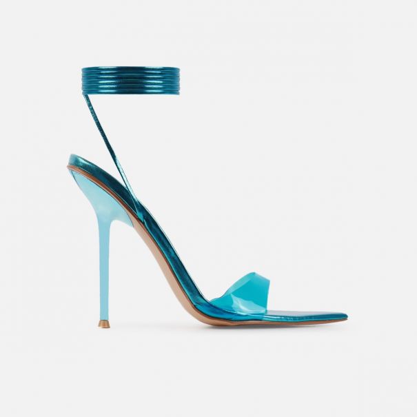 Ariaa Blue Clear Lace Up Stiletto Heels | SIMMI London