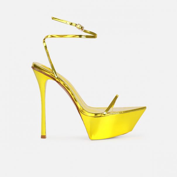 Asiaa Yellow Metallic Platform Stiletto Heels | SIMMI London