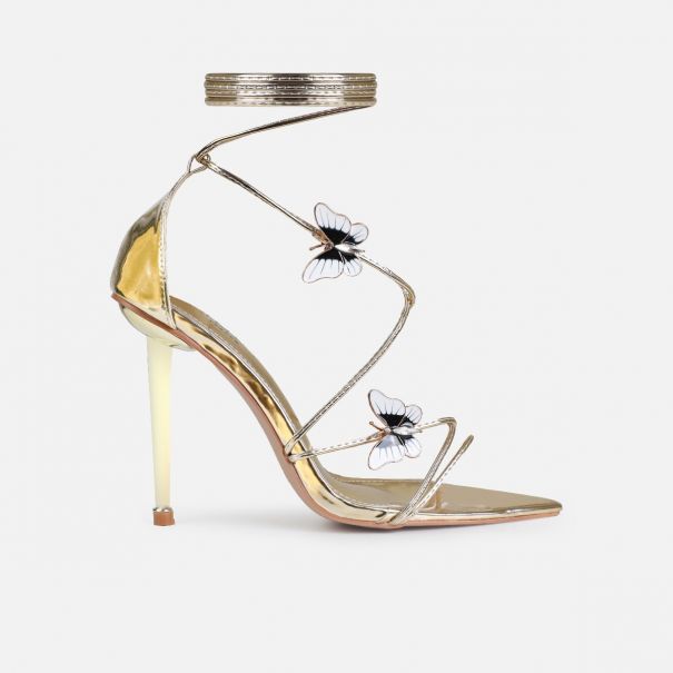 Aponi Gold Butterfly Lace Up Heels | SIMMI London