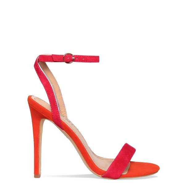 Arianna Orange and Fuchsia Suede Barely There Heels