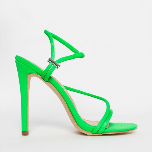 Cherry Neon Green Strappy Toggle Heels