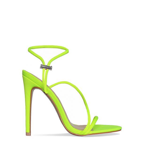 Cherry Neon Yellow Strappy Toggle Heels