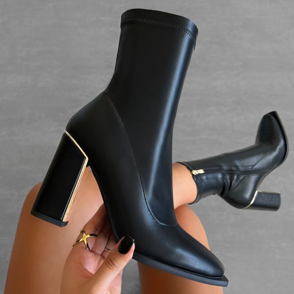 Eden Black Block Heel Ankle Boots | SIMMI London