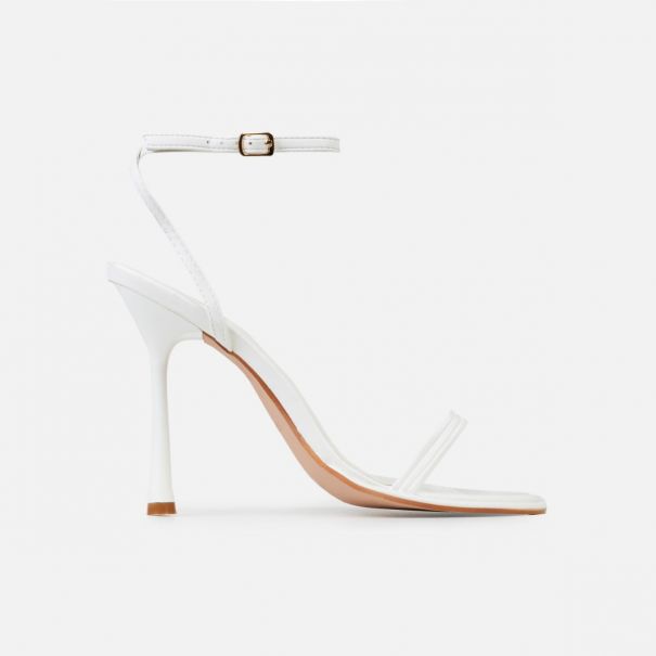 Wren White Strappy Stiletto Heels | SIMMI London