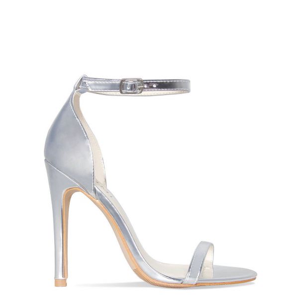 Lexi Silver Barely There Stiletto Heels