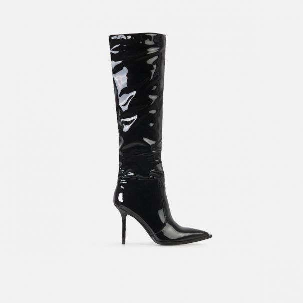 Maude Black Patent Knee High Boots | SIMMI London 