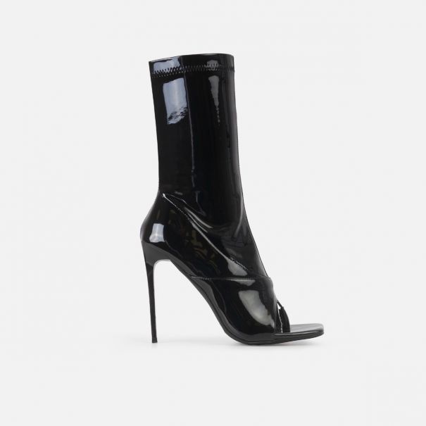 Monet Black Patent Peep Toe Ankle Boots | SIMMI London 