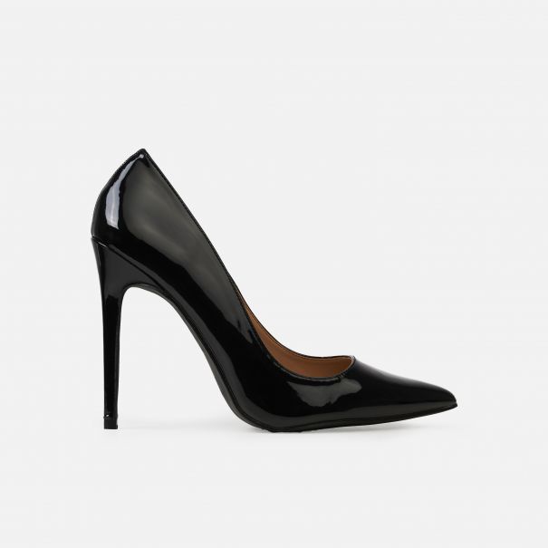 Nila Black Patent Stiletto Court Shoes | SIMMI London