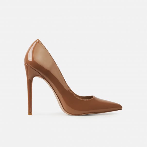 Nila Caramel Patent Stiletto Court Shoes | SIMMI London