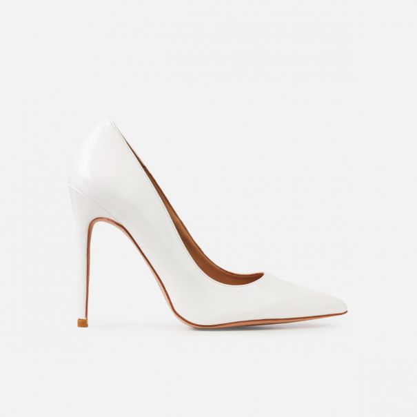 Nila White Patent Stiletto Court Shoes | SIMMI London