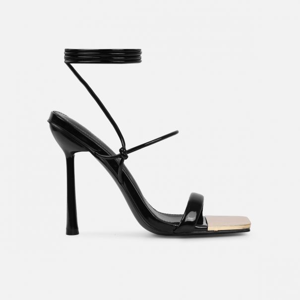 Nuris Black Patent Lace Up Heels| SIMMI London