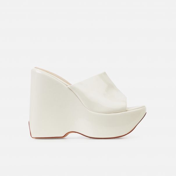 Rolo Stone Patent High Mule Wedges | SIMMI London
