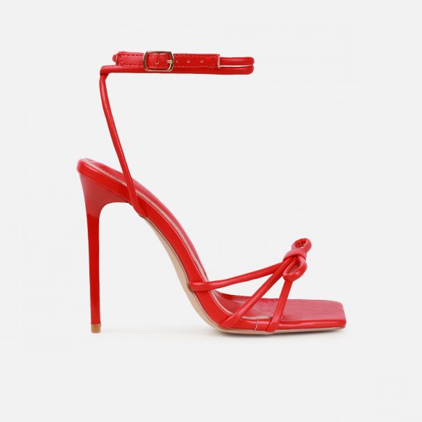 Sita Red Square Toe Bow Stiletto Heels | SIMMI London