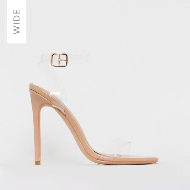 Lola Wide Fit Nude Patent Clear Stiletto Heels