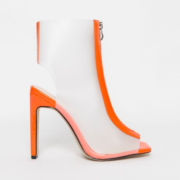 Aisha Orange Patent Frost Zip Ankle Boots