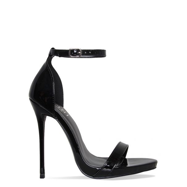 Selma Black Patent Barely There Stiletto Heels