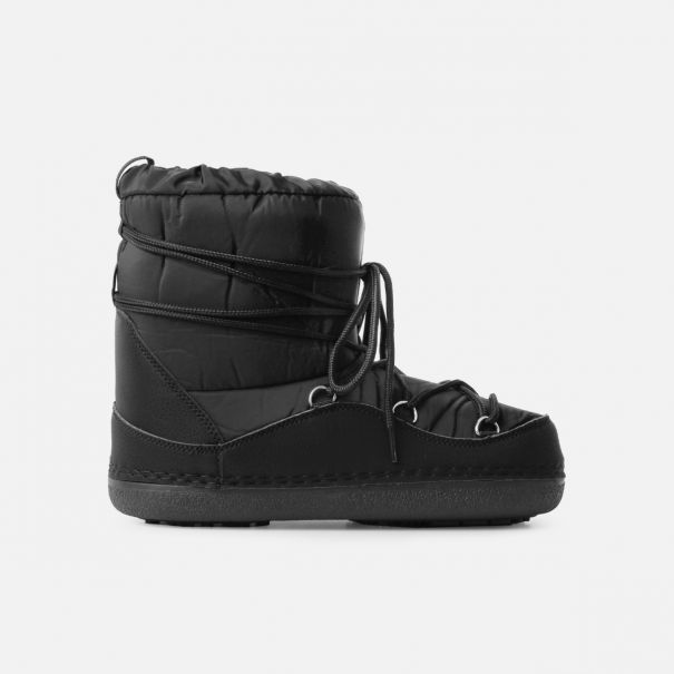 Snow Black Padded Lace Up Ankle Snow Boots | SIMMI London