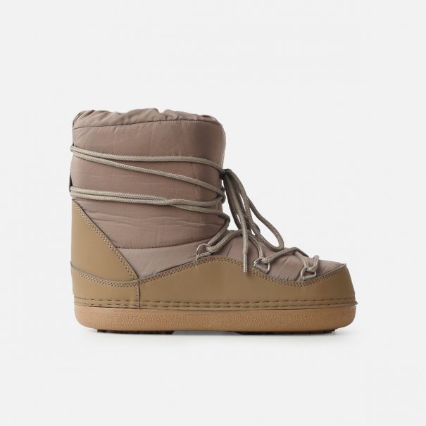 Snow Taupe Padded Lace Up Ankle Snow Boots | SIMMI London