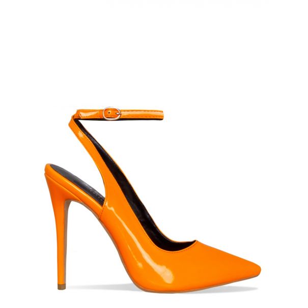 Stella Neon Orange Slingback Stiletto Court Heels