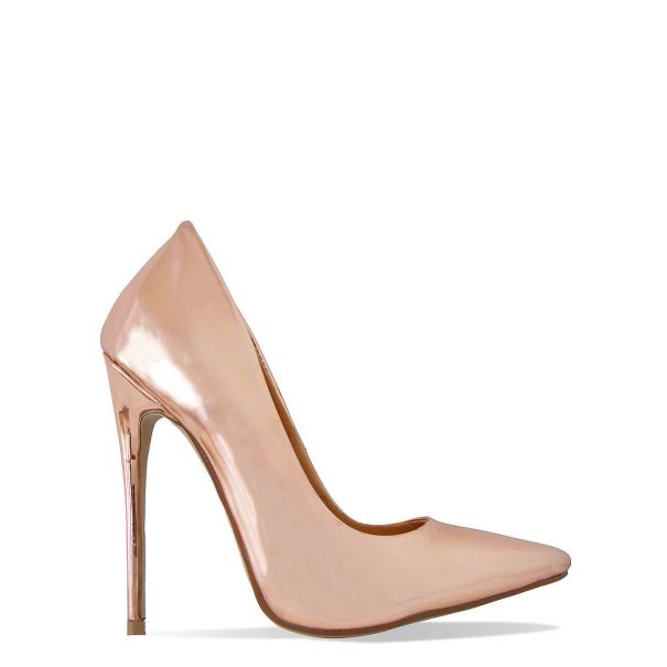 Simone Rose Gold Metallic Stiletto Court Shoes