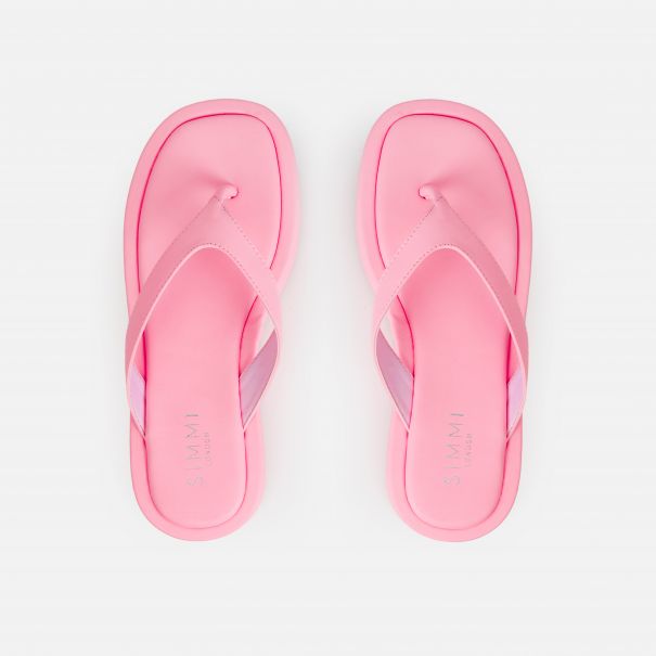 Taina Pink Toe Thong Flat Sandals | SIMMI London