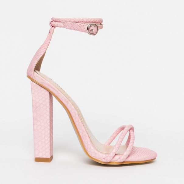 Shanice Pink Snake Block Heels