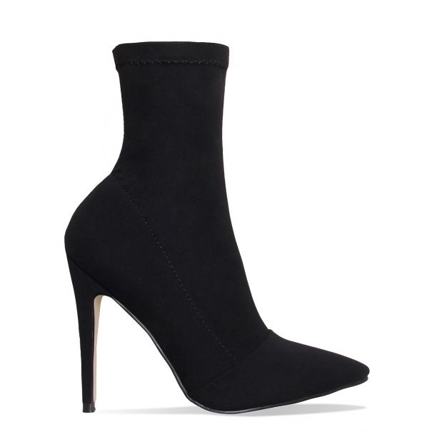 Tegan Black Suede Pointed Toe Ankle Boots