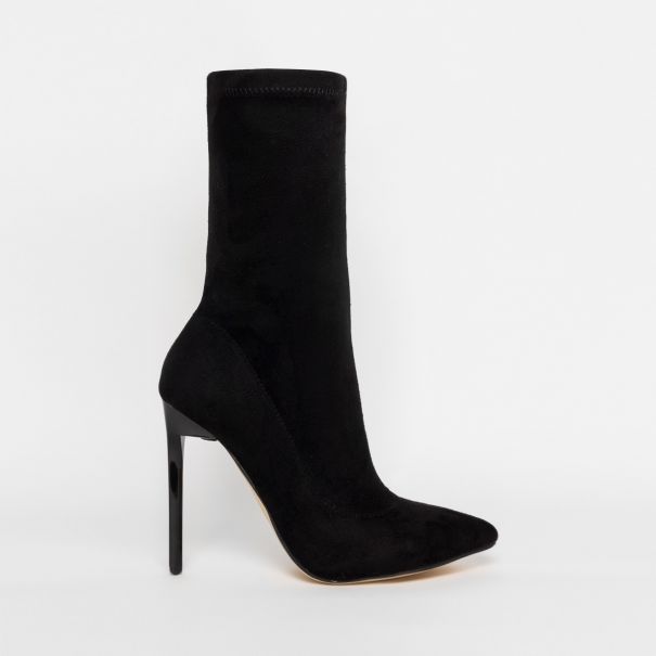 SIMMI SHOES / LUCINDA BLACK SUEDE STILETTO ANKLE BOOTS
