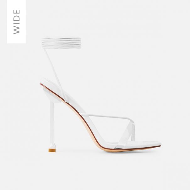 Sarai Wide White Toe Thong Lace Up Heels | SIMMI London
