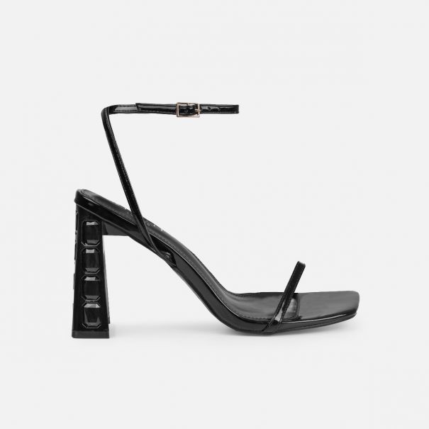 Violet Black Patent Gem Block Heels | SIMMI London