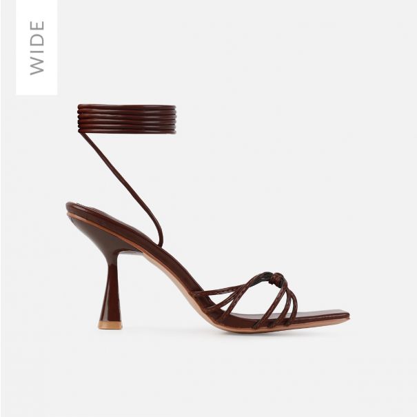 Alami Wide Fit Chocolate Lace Up Mid Heels | SIMMI London