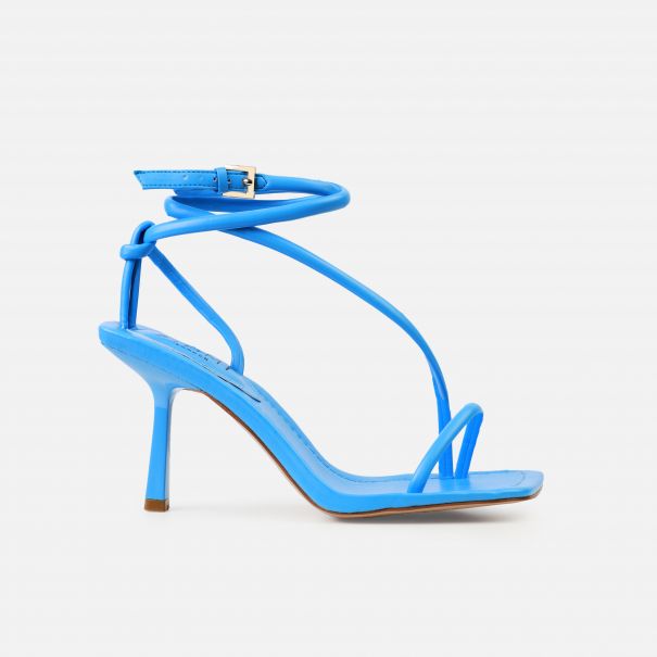 Xylia Blue Strappy Mid Heels | SIMMI London