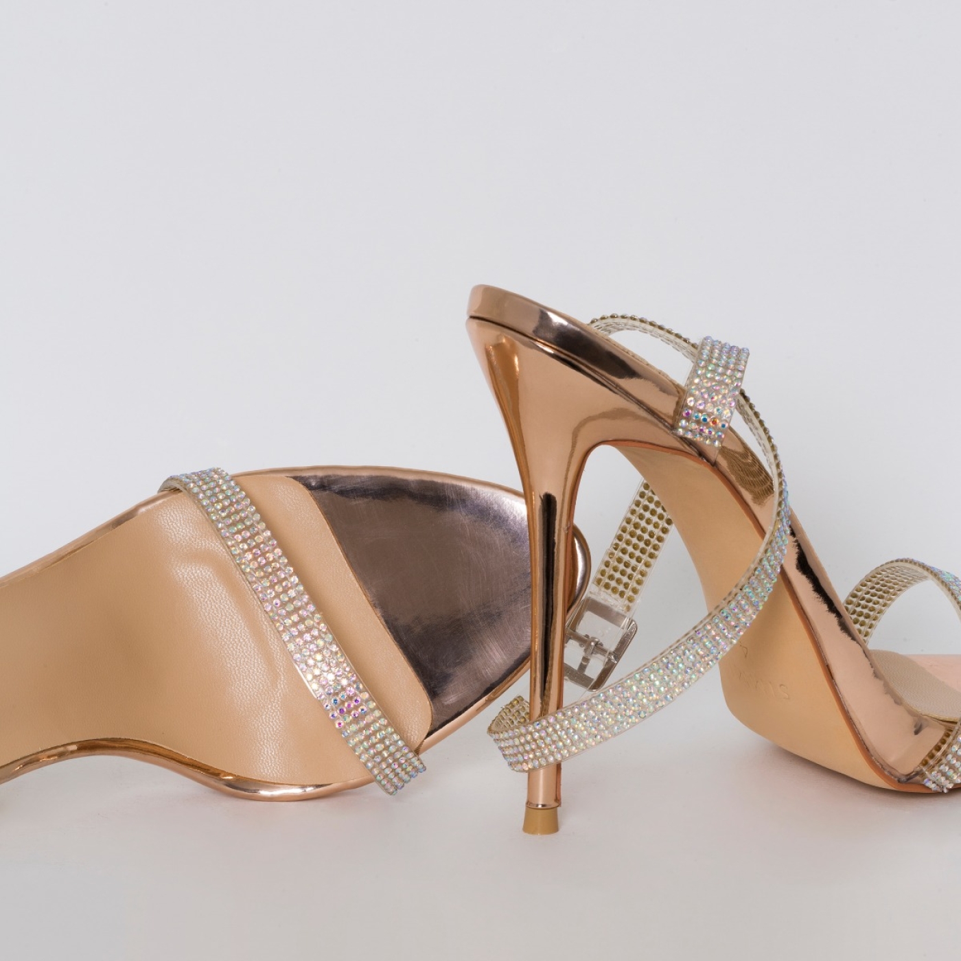 Savannah Rose Gold Clear Diamante Heels