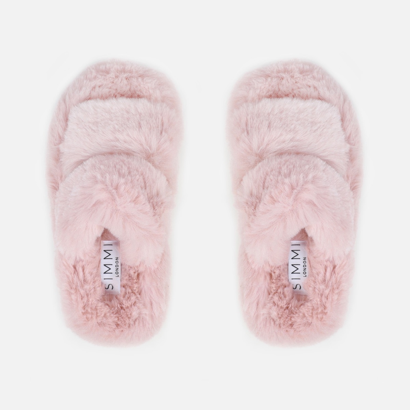 Fuzziest Blush Pink Faux Fur Fluffy Slippers | SIMMI London