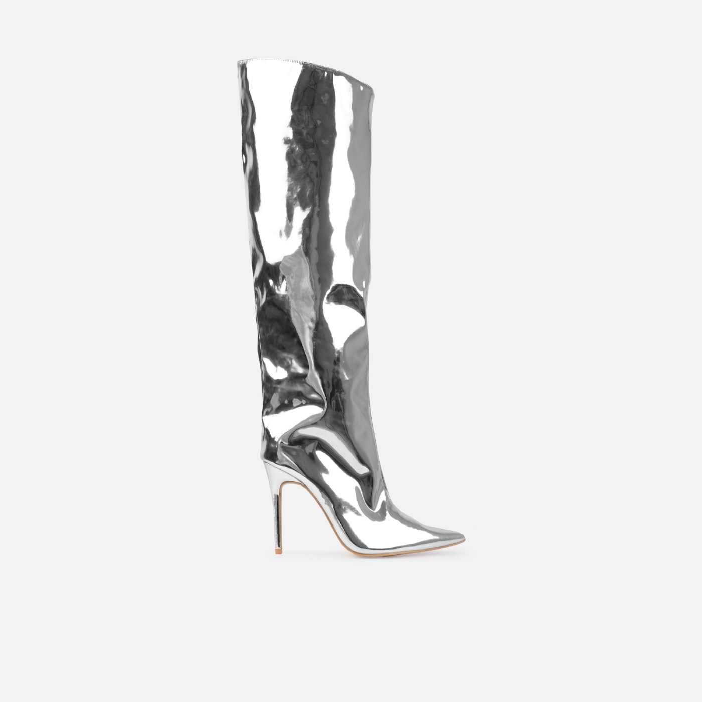 Mary Bedford Jairo Silver Metallic Knee High Boots | SIMMI London