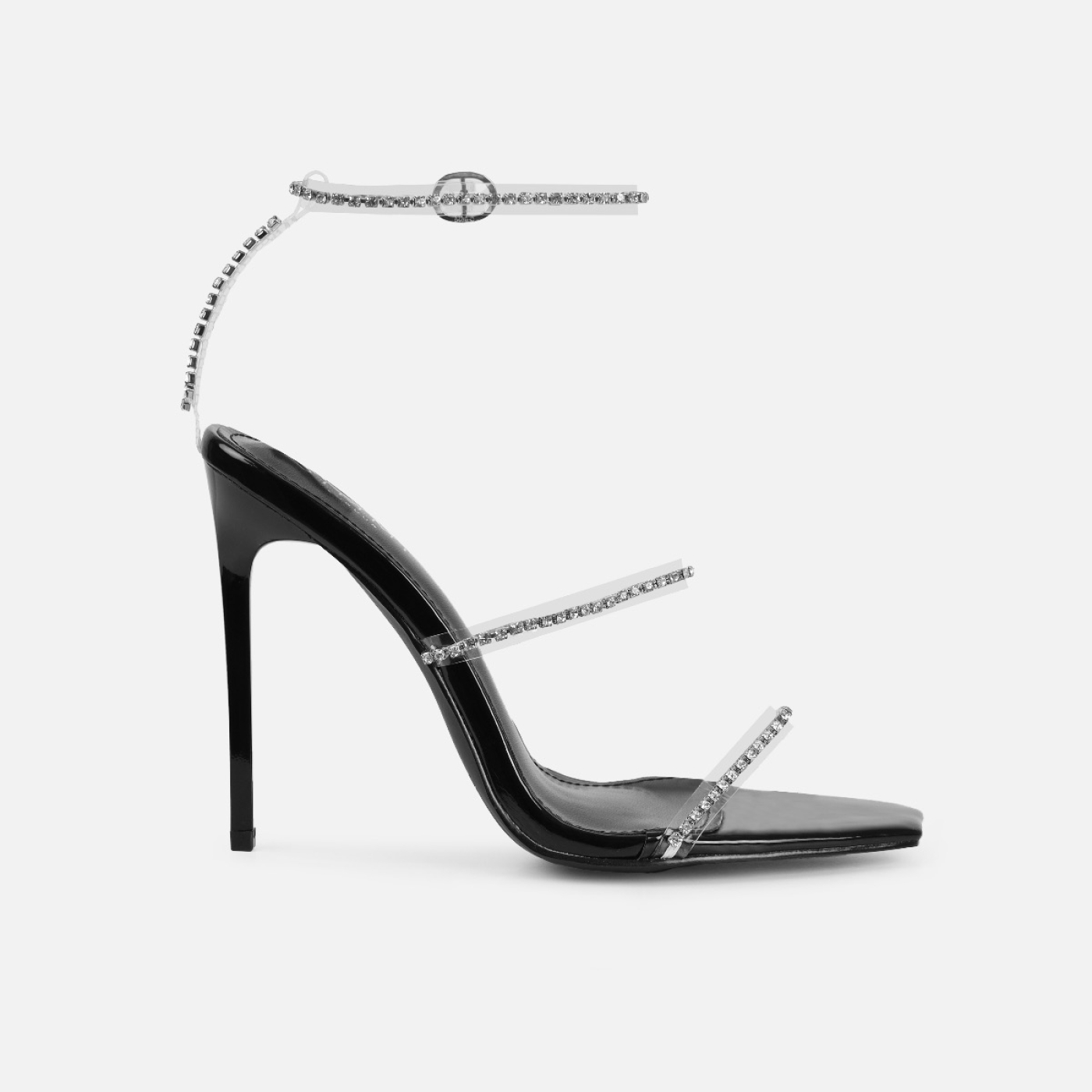 Emersyn Black Patent Clear Diamante High Heels | SIMMI London