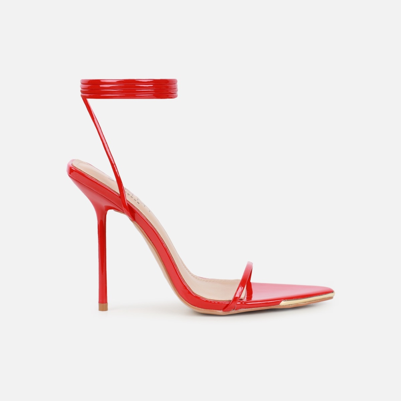 Delilahh Red Patent Tie Up Stiletto Sandals | SIMMI London